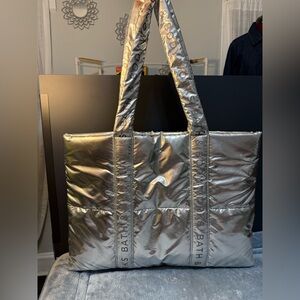 Bath & Body Works Metallic Silver Quilted Tote